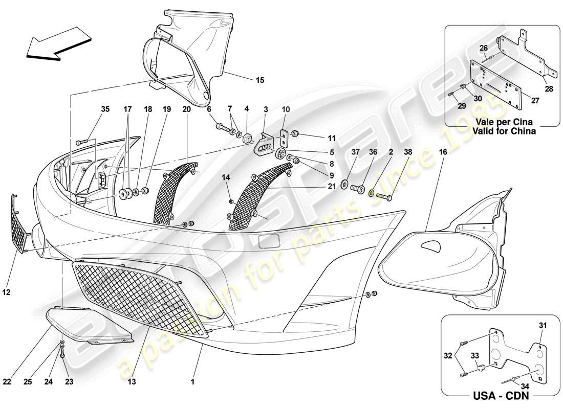 Ferrari F430 Scuderia (USA) FRONT BUMPER Part Diagram