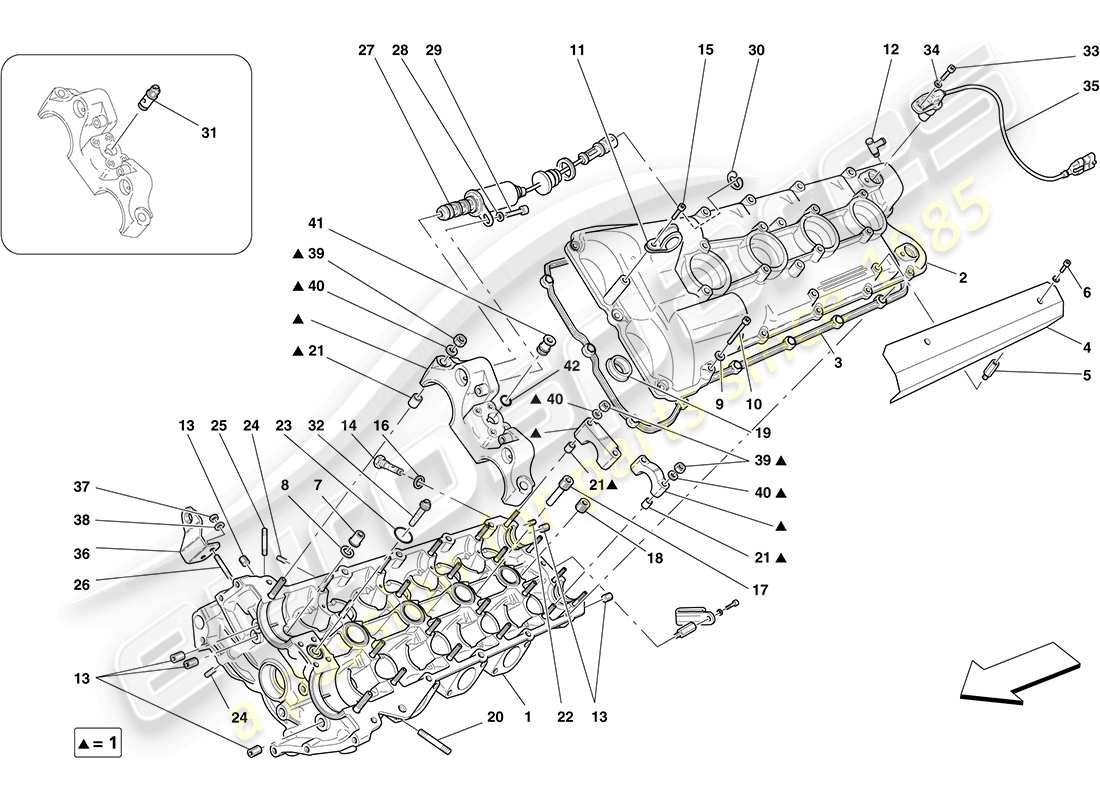 Ferrari F430 Coupe (Europe) left hand cylinder head Part Diagram