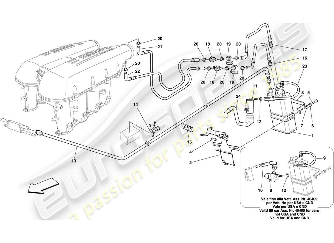 Ferrari F430 Coupe (Europe) evaporative emissions control system Part Diagram