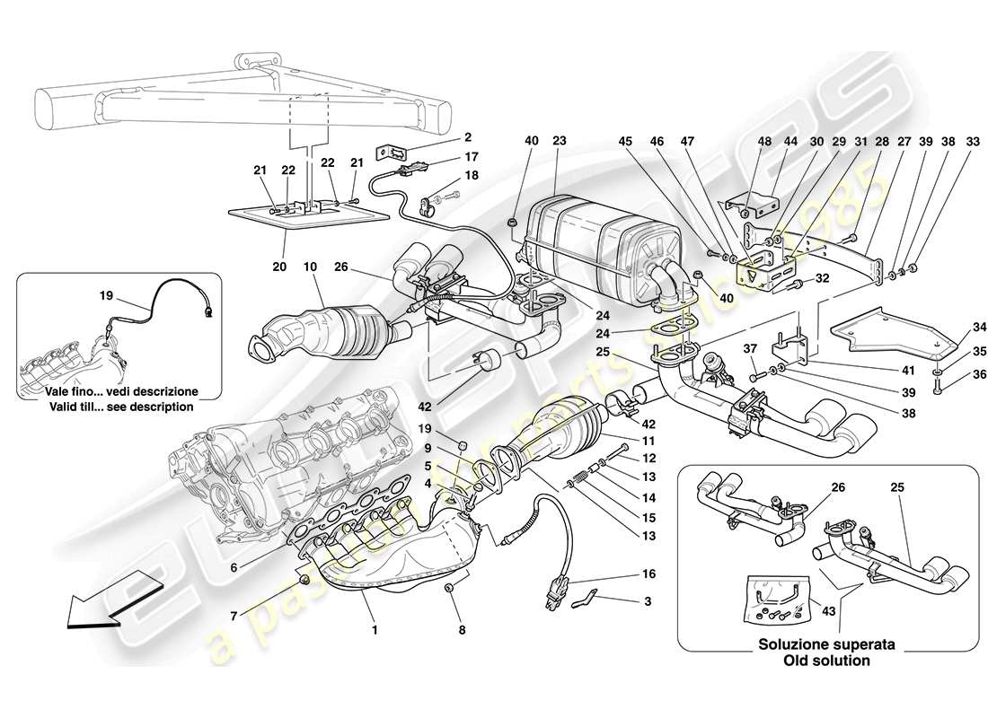 Ferrari F430 Coupe (Europe) racing exhaust system Part Diagram