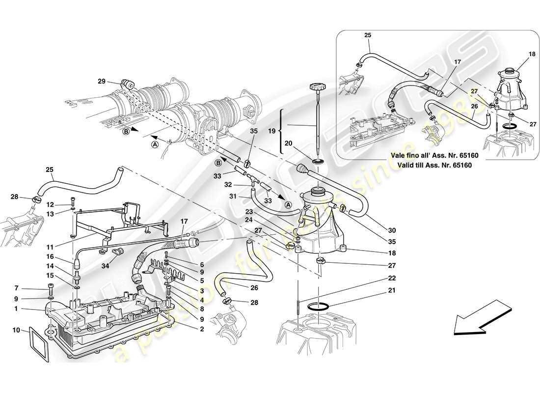 Ferrari F430 Coupe (Europe) LUBRICATION SYSTEM - TANK - HEAT EXCHANGER Parts Diagram