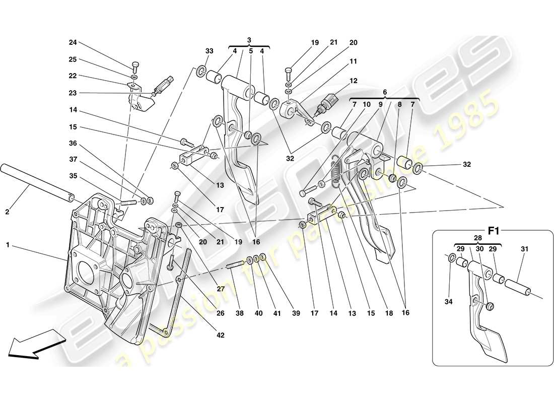 Ferrari F430 Coupe (Europe) Pedal Board Parts Diagram