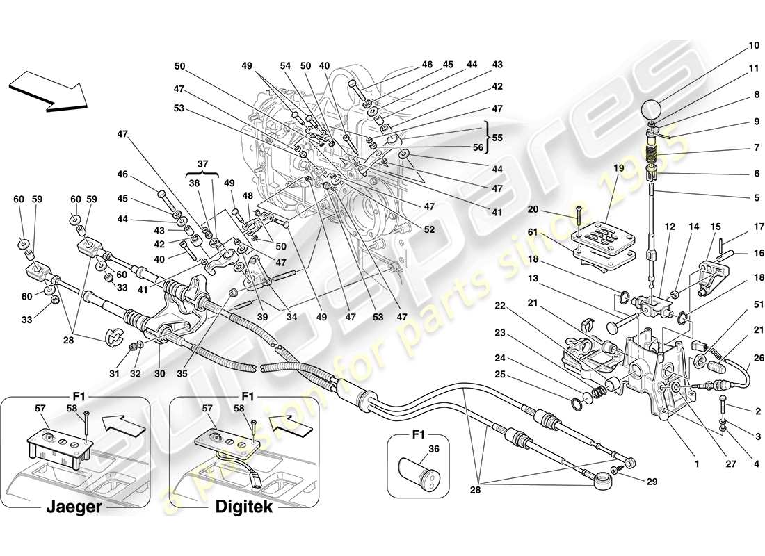 Ferrari F430 Coupe (Europe) EXTERNAL GEARBOX CONTROLS Parts Diagram