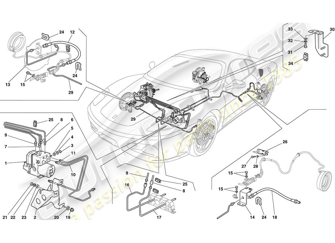 Ferrari F430 Coupe (Europe) Brake System Parts Diagram