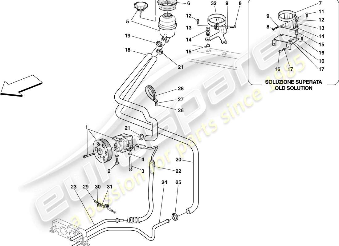 Ferrari F430 Coupe (Europe) POWER STEERING PUMP AND RESERVOIR Parts Diagram