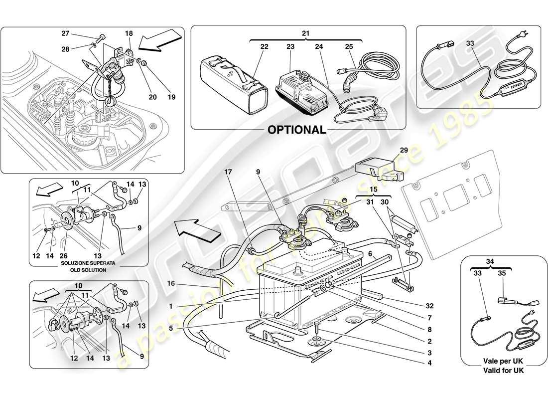 Ferrari F430 Coupe (Europe) Battery Parts Diagram