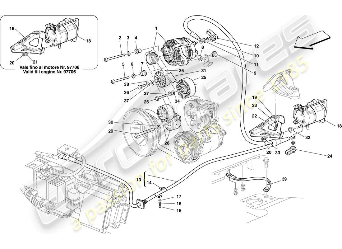 Ferrari F430 Coupe (Europe) ALTERNATOR - STARTER MOTOR Parts Diagram