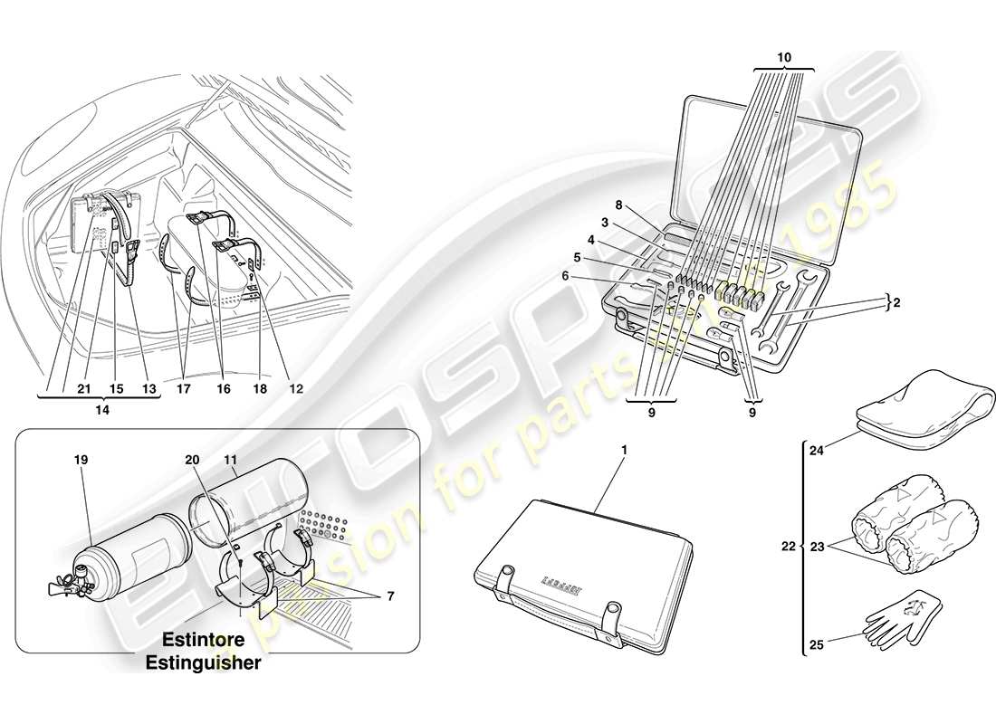 Ferrari F430 Coupe (Europe) TOOLS AND ACCESSORIES PROVIDED WITH VEHICLE Parts Diagram