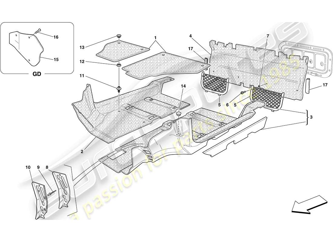 Ferrari F430 Coupe (Europe) PASSENGER COMPARTMENT MATS Part Diagram