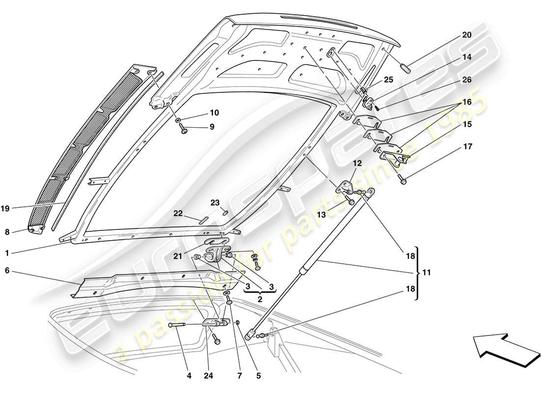 Ferrari F430 Coupe (Europe) ENGINE COMPARTMENT LID Parts Diagram