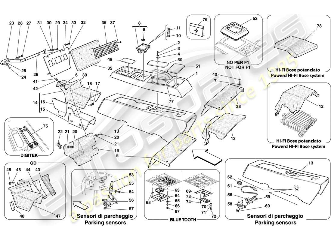 Ferrari F430 Coupe (Europe) TUNNEL - SUBSTRUCTURE AND ACCESSORIES Parts Diagram