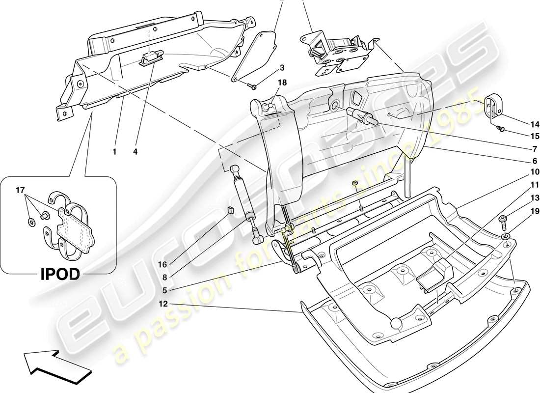 Ferrari F430 Coupe (Europe) GLOVE COMPARTMENT Parts Diagram