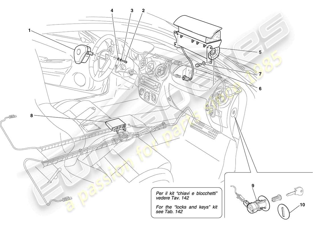 Ferrari F430 Coupe (Europe) AIRBAGS Parts Diagram