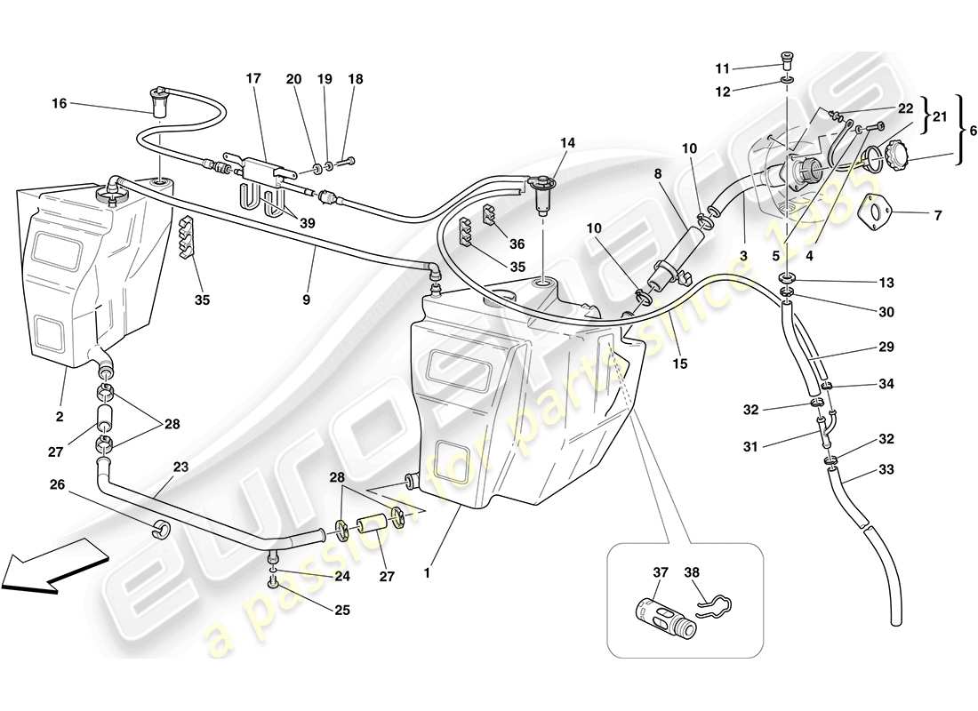 Ferrari F430 Coupe (RHD) FUEL TANKS AND FILLER NECK Parts Diagram