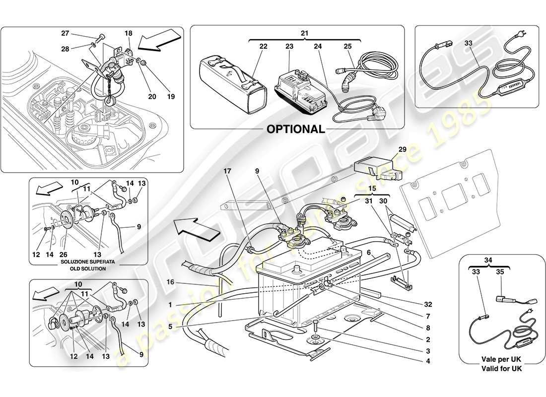 Ferrari F430 Coupe (RHD) Battery Parts Diagram