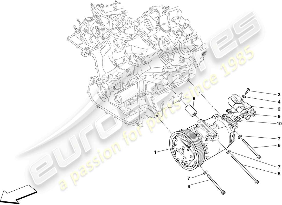 Ferrari F430 Coupe (RHD) AC SYSTEM COMPRESSOR Parts Diagram
