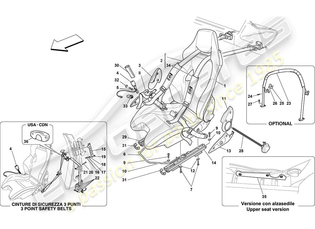 Ferrari F430 Coupe (RHD) racing SEAT-4 point seat harness-rollbar Part Diagram
