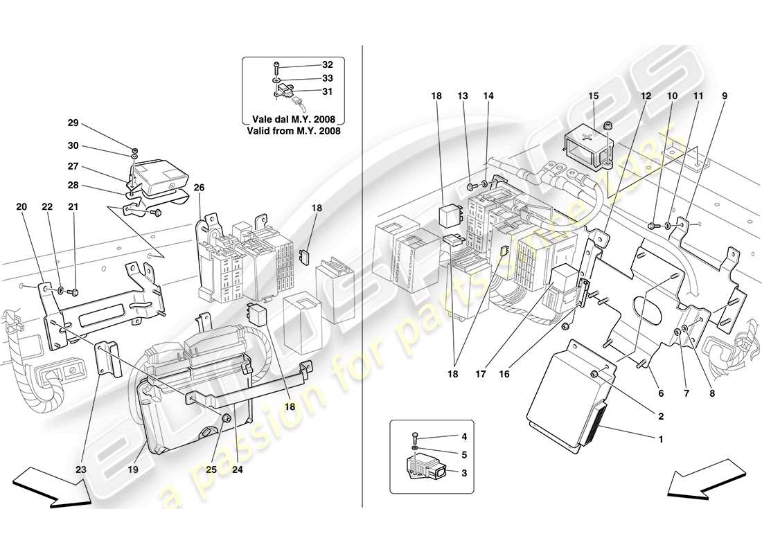 Ferrari F430 Coupe (RHD) REAR PASSENGER COMPARTMENT ECUs Parts Diagram