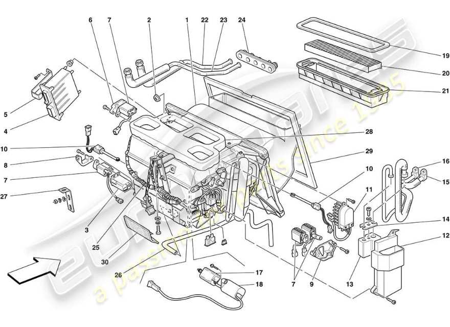 F430 Coupe (RHD) EVAPORATOR UNIT Parts Diagram (0139)
