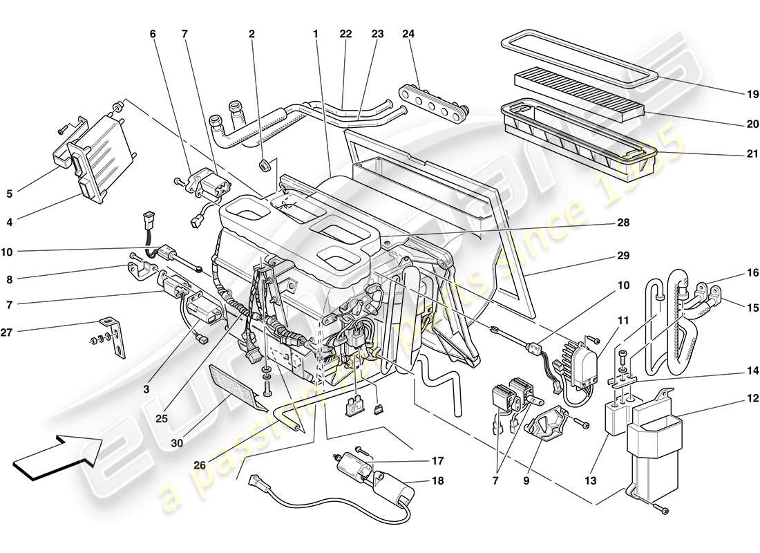 Ferrari F430 Coupe (RHD) EVAPORATOR UNIT Parts Diagram