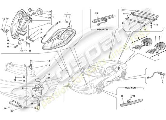 a part diagram from the Ferrari F430 Coupe (USA) parts catalogue