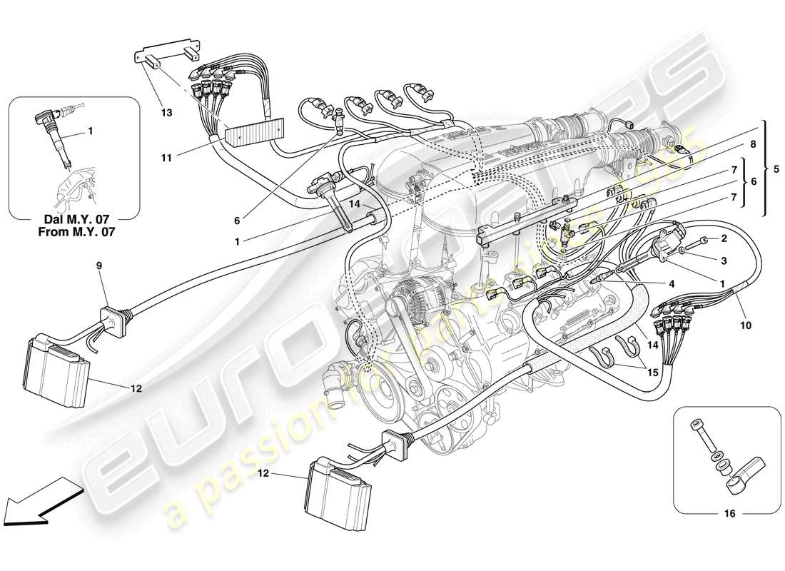 Ferrari F430 Spider (Europe) injection - ignition system Parts Diagram