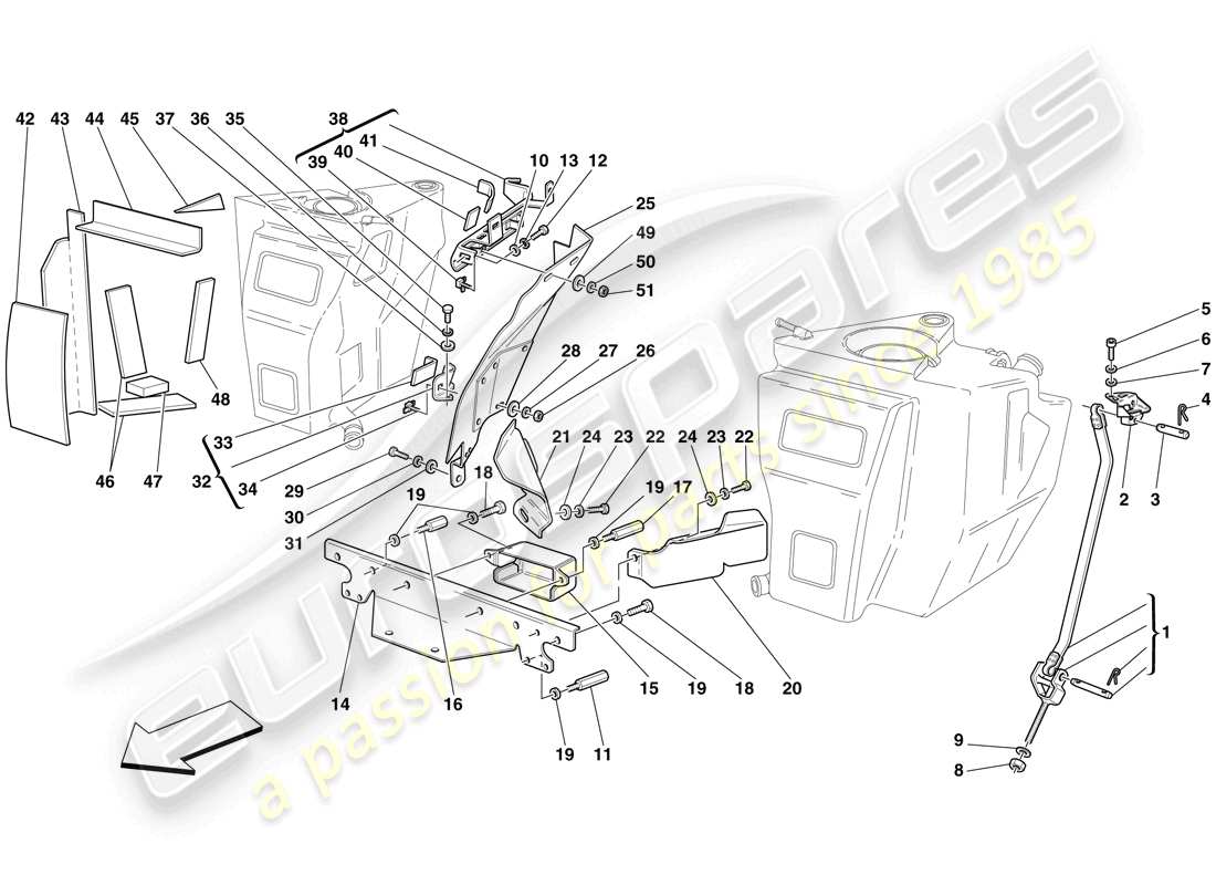 Ferrari F430 Spider (Europe) FUEL TANKS - FASTENERS AND GUARDS Part Diagram