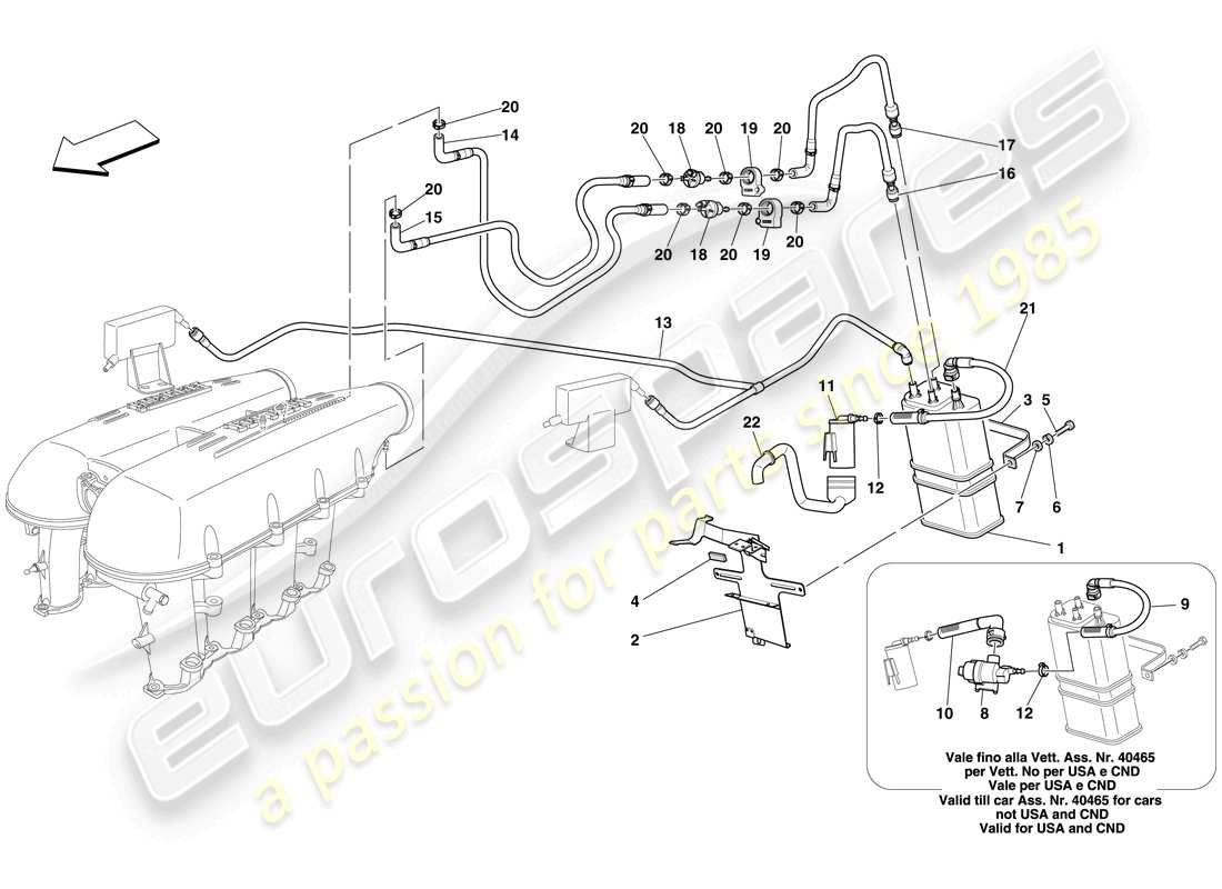 Ferrari F430 Spider (Europe) evaporative emissions control system Part Diagram