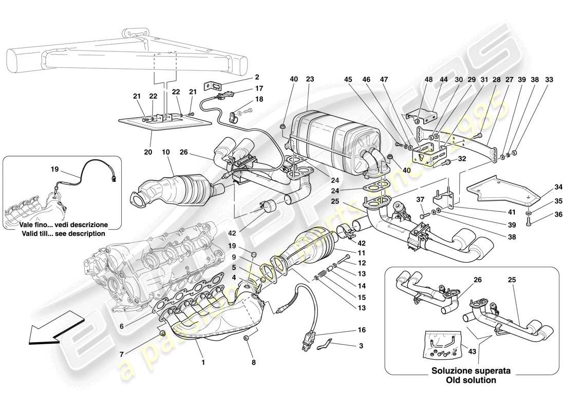 Ferrari F430 Spider (Europe) racing exhaust system Part Diagram