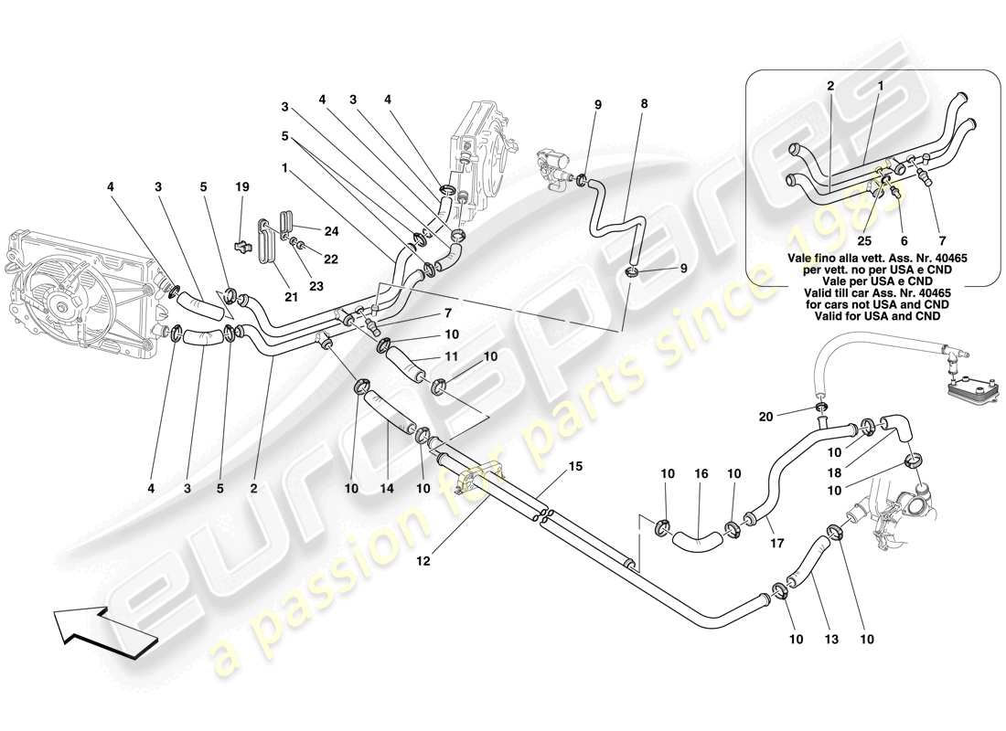 Ferrari F430 Spider (Europe) Cooling System Part Diagram