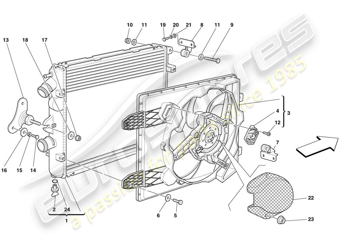 Ferrari F430 Spider (Europe) Cooling System Radiators Parts Diagram