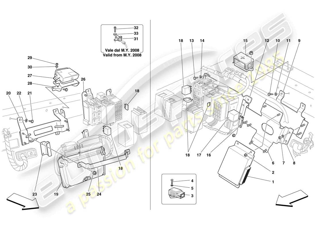 Ferrari F430 Spider (Europe) REAR PASSENGER COMPARTMENT ECUs Part Diagram