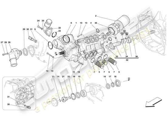 a part diagram from the Ferrari F430 Spider (RHD) parts catalogue
