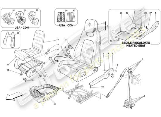 a part diagram from the Ferrari F430 Spider (RHD) parts catalogue