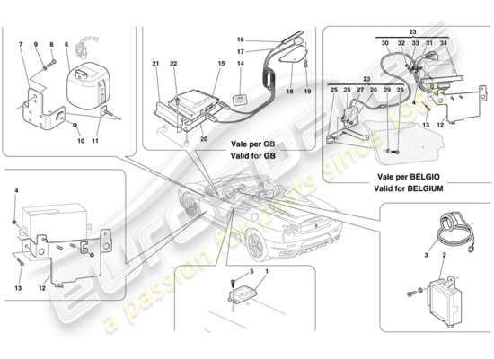 a part diagram from the Ferrari F430 Spider (RHD) parts catalogue