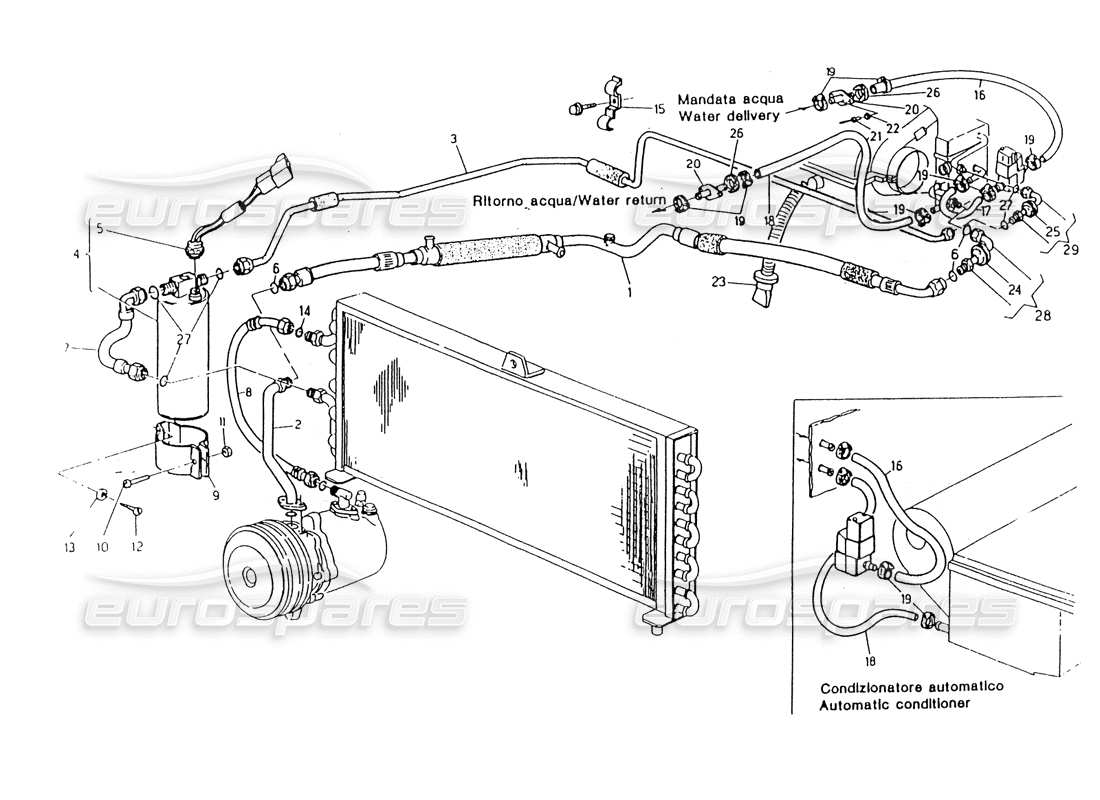 Maserati 418 / 4.24v / 430 Air Conditioning System, RH Steering Part Diagram
