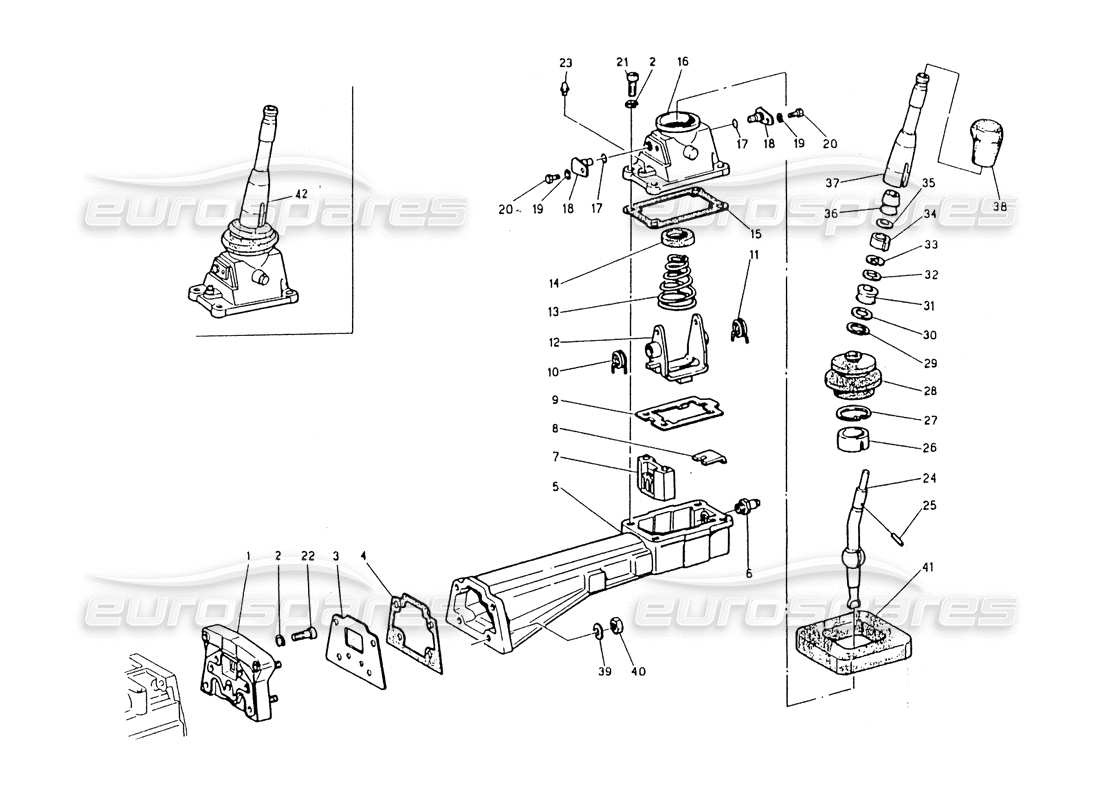 Maserati 418 / 4.24v / 430 Gearbox, 2F-External Controls Part Diagram