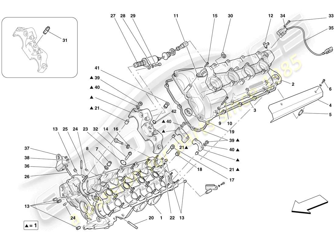 Ferrari F430 Spider (USA) left hand cylinder head Part Diagram
