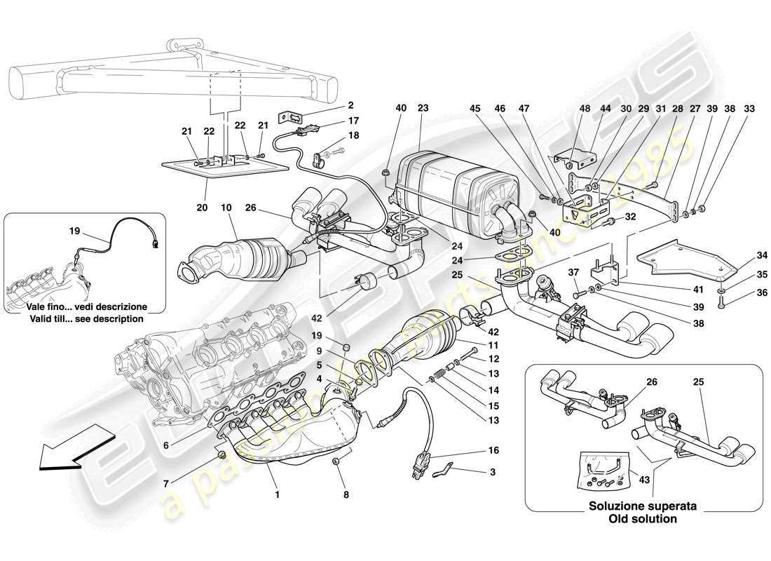 Ferrari F430 Spider (USA) racing exhaust system Part Diagram