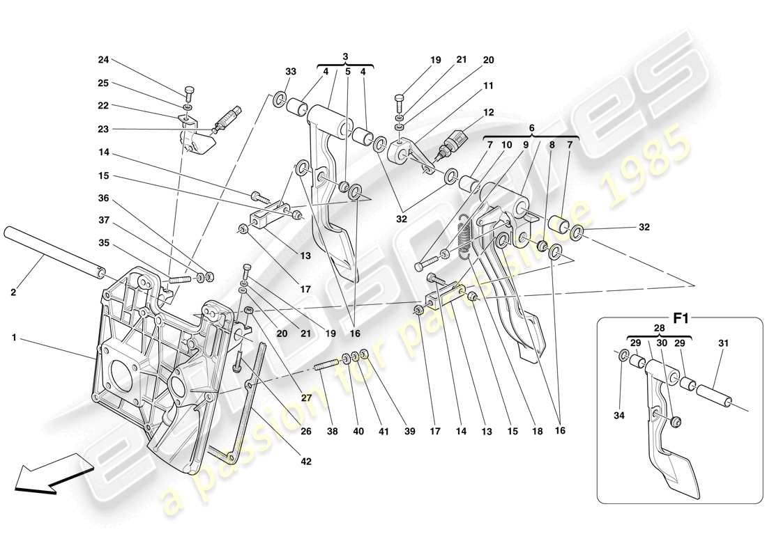 Ferrari F430 Spider (USA) Pedal Board Part Diagram
