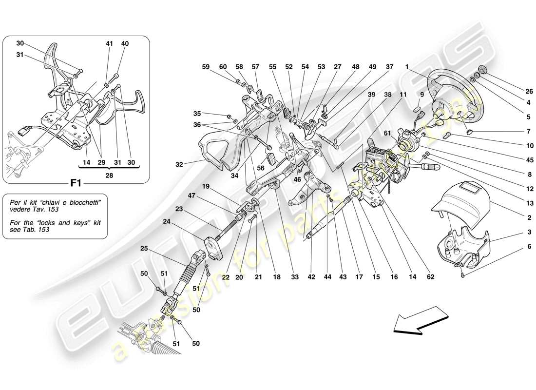 Ferrari F430 Spider (USA) Steering Control Part Diagram