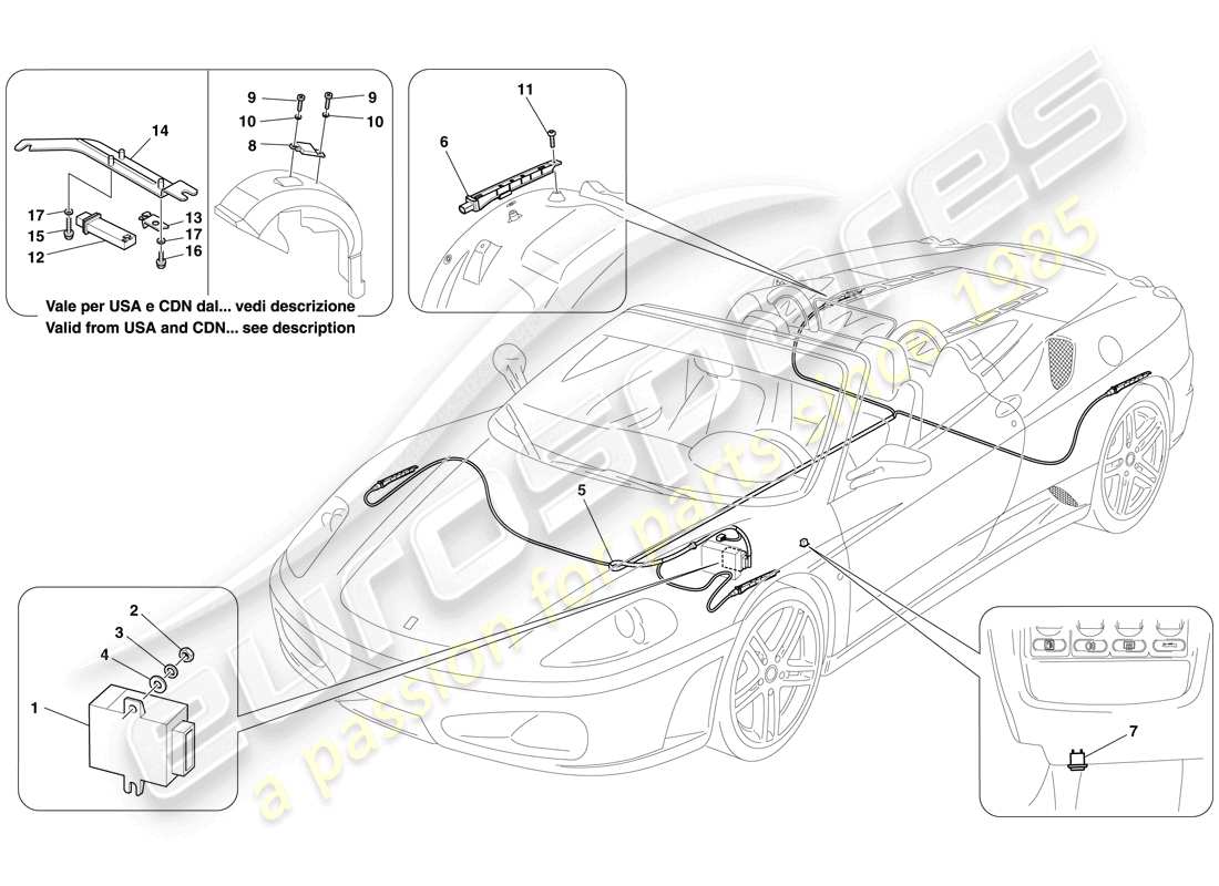 Ferrari F430 Spider (USA) TYRE PRESSURE MONITORING SYSTEM Part Diagram