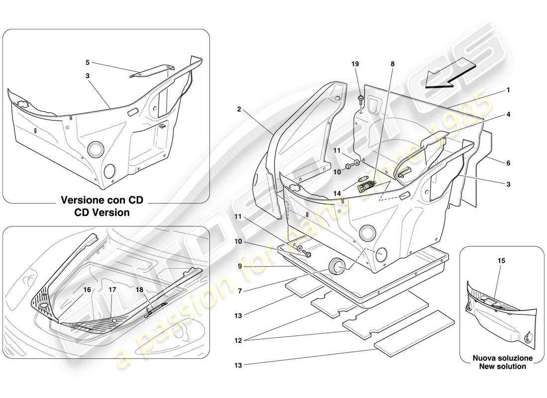 Ferrari F430 Spider (USA) FRONT COMPARTMENT TRIM Part Diagram