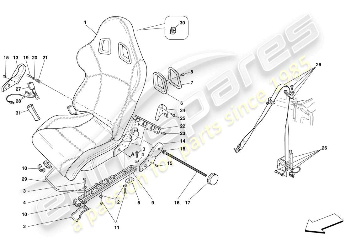 Ferrari F430 Spider (USA) racing seat- optional Part Diagram