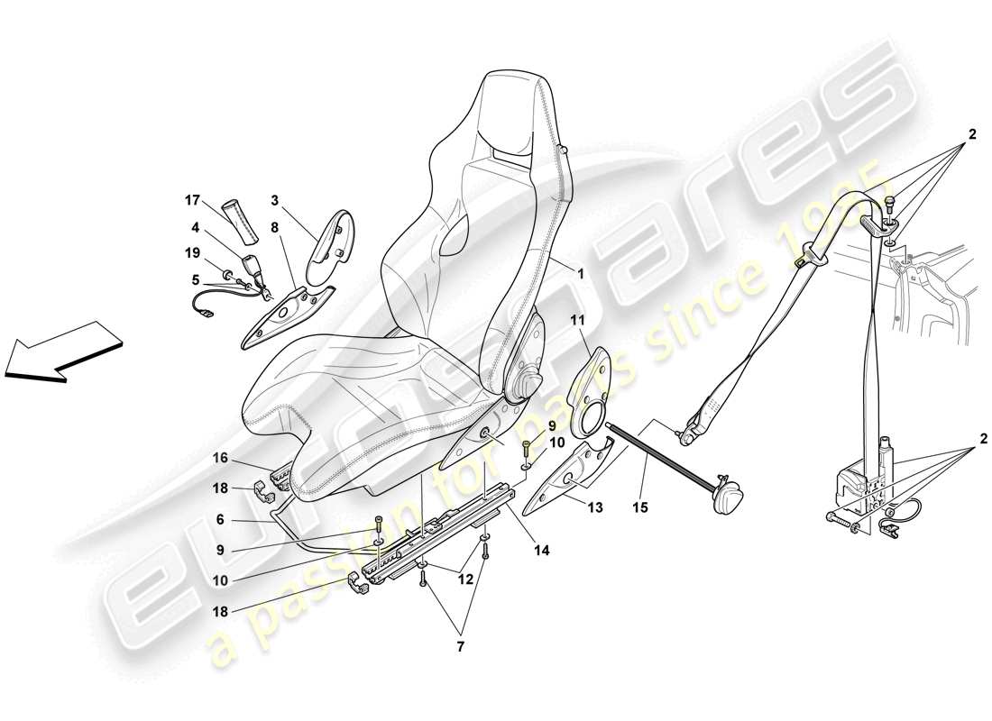 Ferrari F430 Spider (USA) racing seat- optional Part Diagram