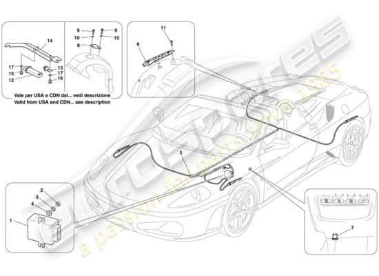 a part diagram from the Ferrari F430 Spider (USA) parts catalogue