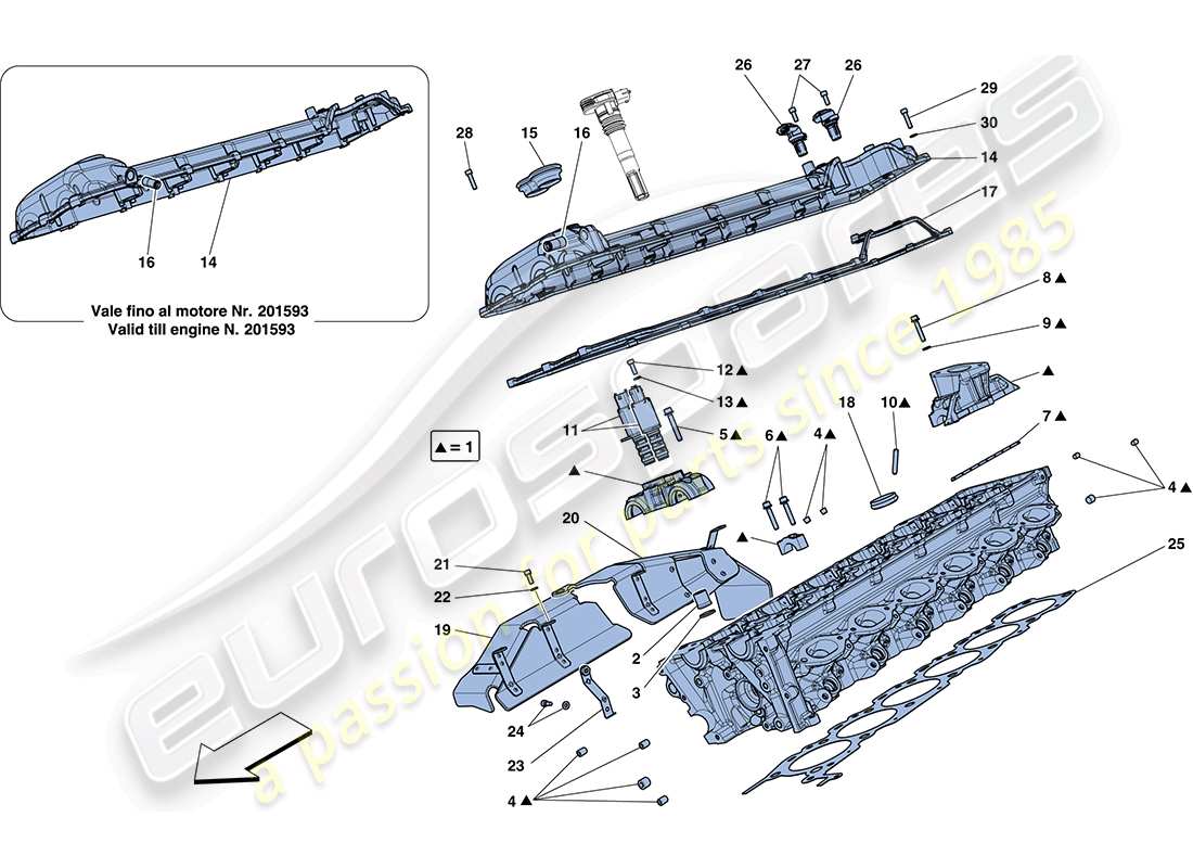 Ferrari FF (Europe) right hand cylinder head Parts Diagram