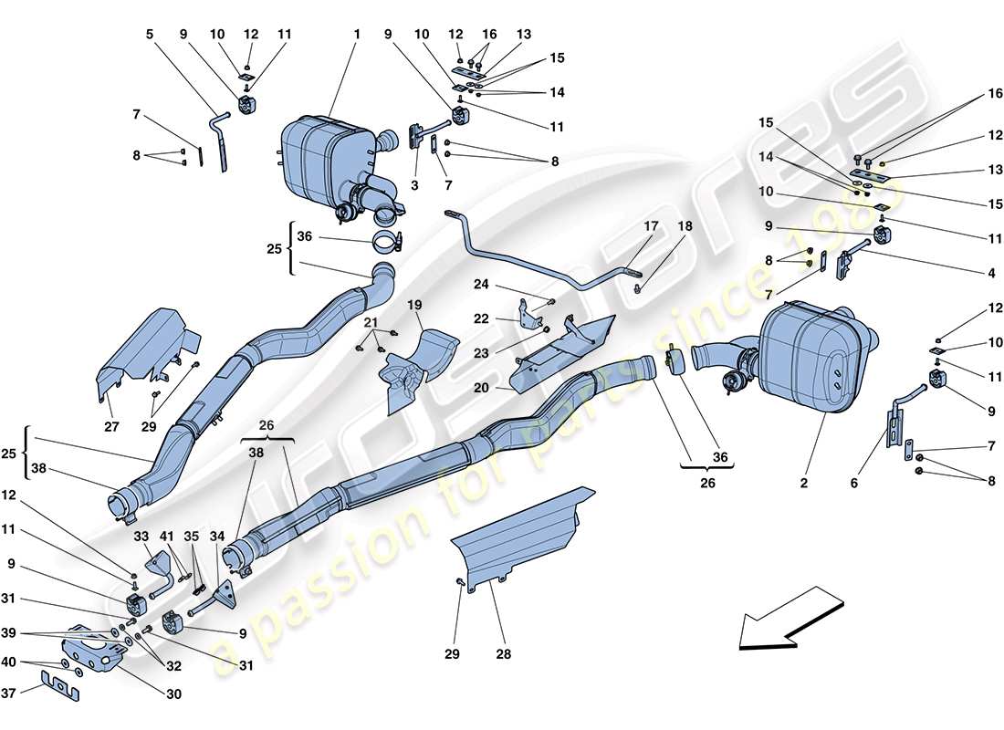 Ferrari FF (Europe) silencers Part Diagram