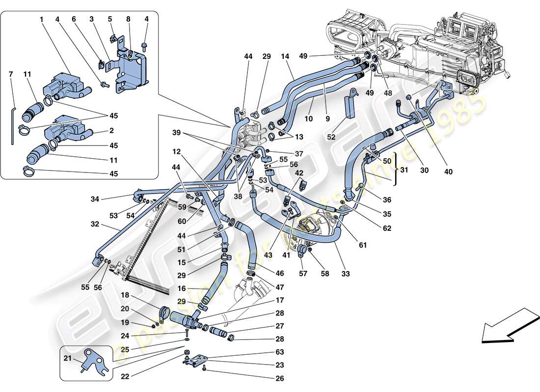 Ferrari FF (Europe) AC SYSTEM - WATER AND FREON Part Diagram