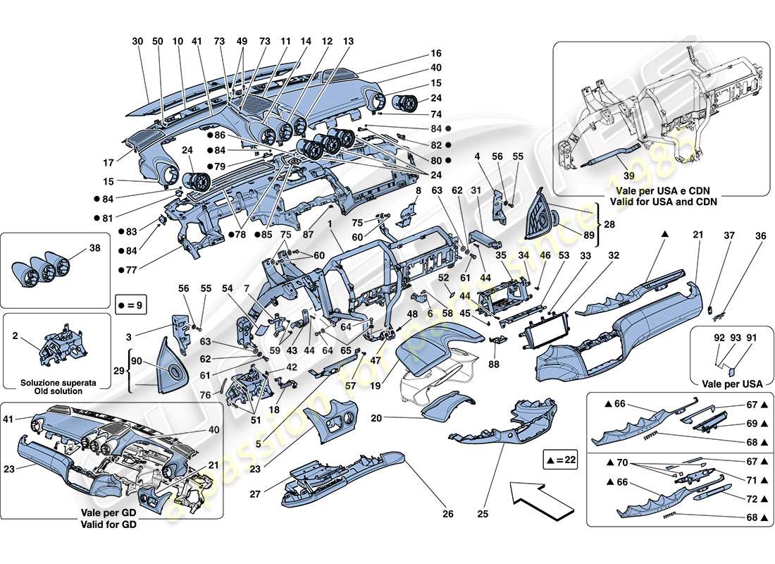 Ferrari FF (Europe) DASHBOARD Part Diagram